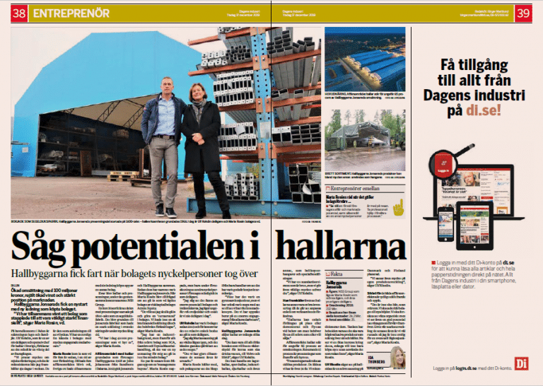 Hallbyggarna Dagens Industri artikel